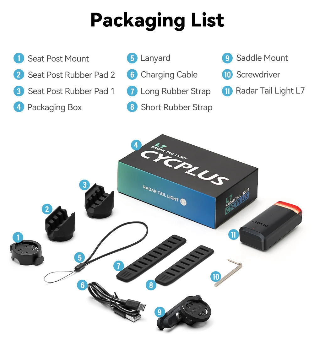 Cycplus L7 Radar Tail Light | See Traffic Before You Have to Look Back